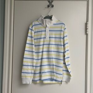 Janie and Jack White Polo with Blue and Yellow Stripes